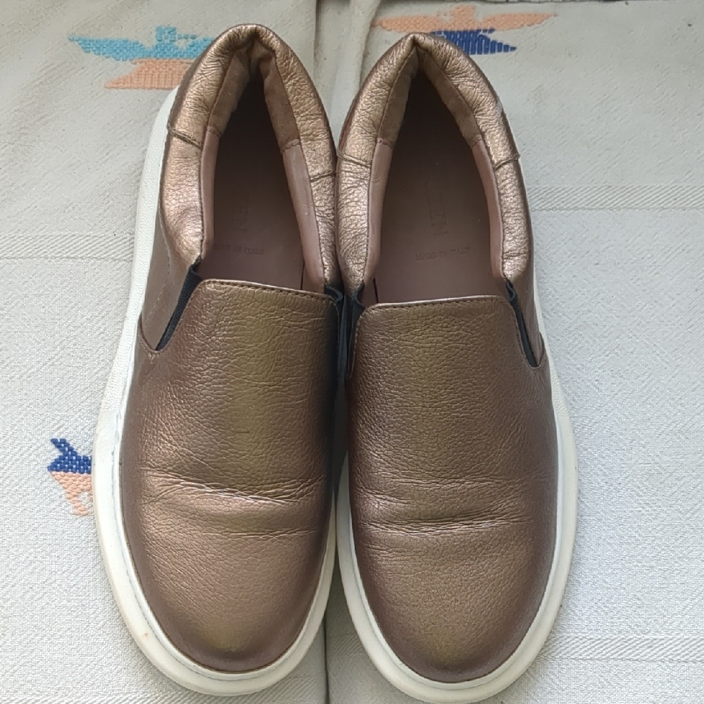 Alexander McQueen Metallic Bronze Slip-On Sneakers, Size 38